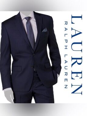 Ralph Lauren LRL New Sz 40R (W-34x30) Mens Navy StretchTwo-Button 2 piece Suit